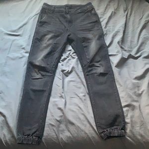 Black slim fit denim joggers